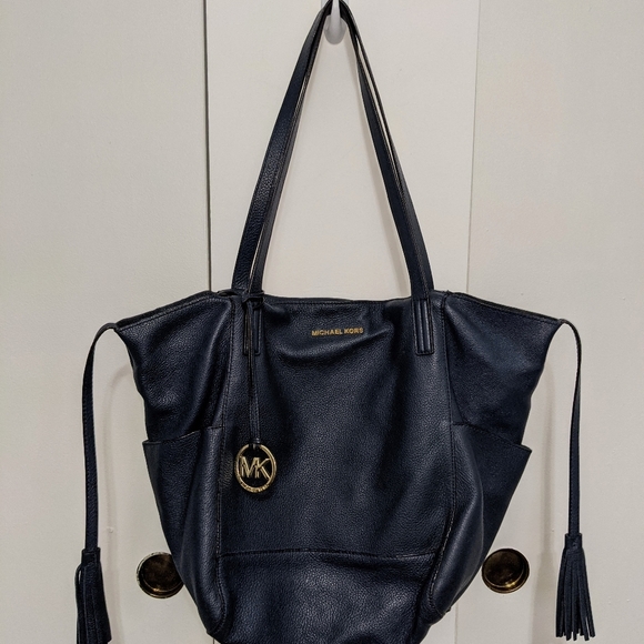 Michael Kors Bags Michael Kors Navy Ashbury Leather Shoulder Bag Poshmark